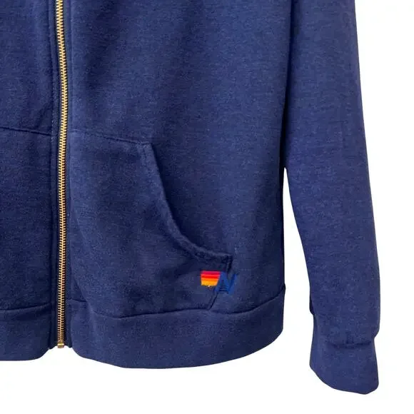 NWOT Aviator Nation 5 Stripe Zip Hoodie Navy Unisex Large Made in USA - Picture 6 of 9